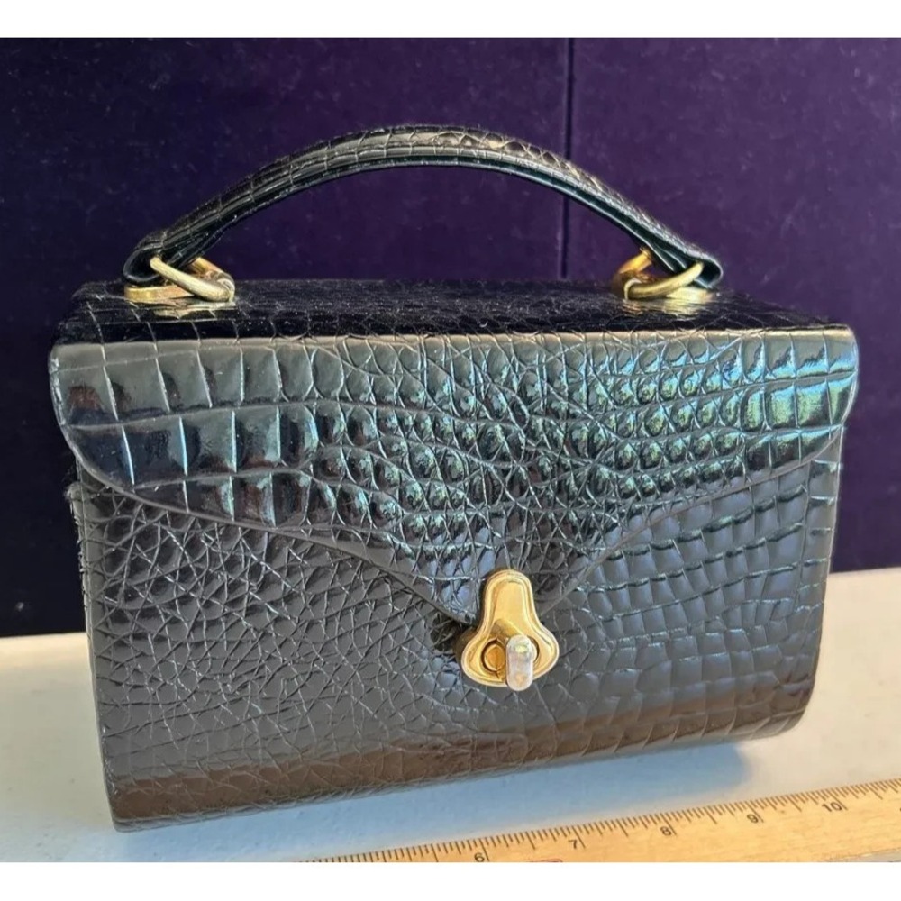 Small Black Alligator Bag